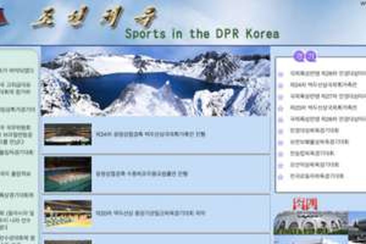 Tampilan salah satu website Korea Utara yang menyajikan informasi seputar dunia olahraga