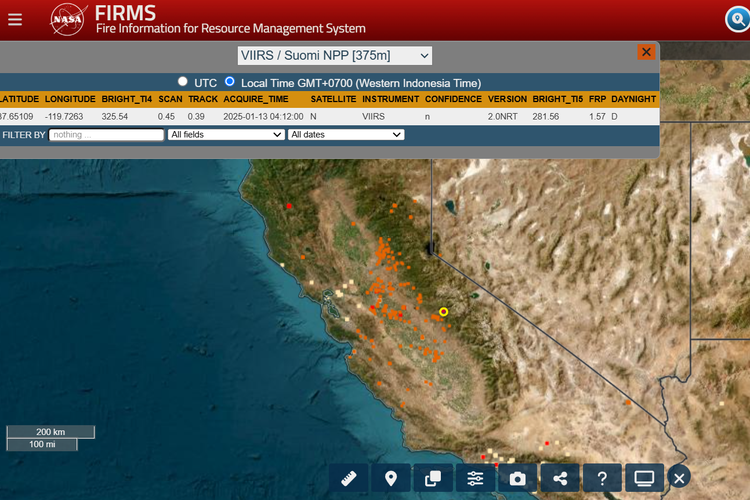 Tampilan NASA FIRMS.