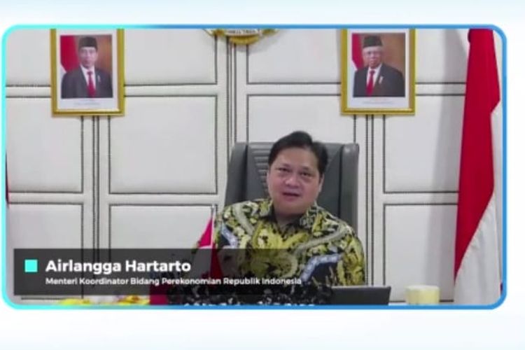 Menteri Koordinator Bidang Perekonomian Airlangga Hartarto pada Kompas Talks Sesi 2 yang membahas Peta Jalan Ekonomi secara daring, Sabtu (24/10/2020).