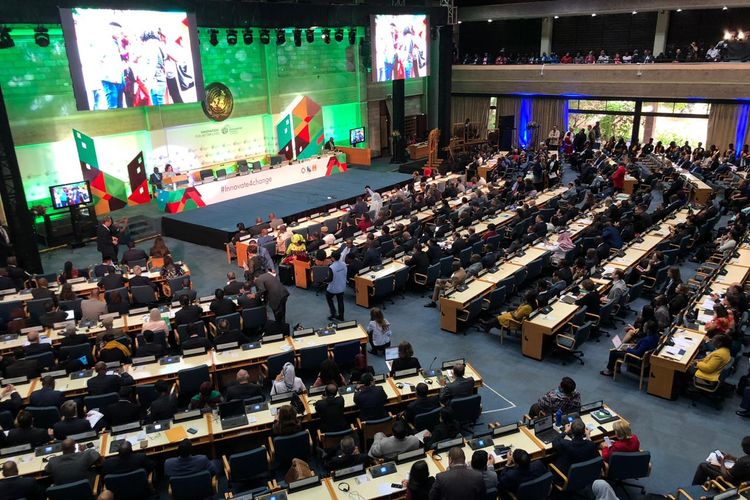 Ridwan Kamil saat menyampaikan pidato pada sidang perdana UN-Habitat Assembly di Markas UN-Habitat di Nairobi, Kenya, Afrika Timur, Senin (27/5/2019).