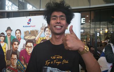 Ari Lesmana, salah seorang personel Fourtwnty, hadir dalam acara Kolase Festival 2018 di Gandaria City, Jakarta Selatan, Jumat (27/4/2018) sore.