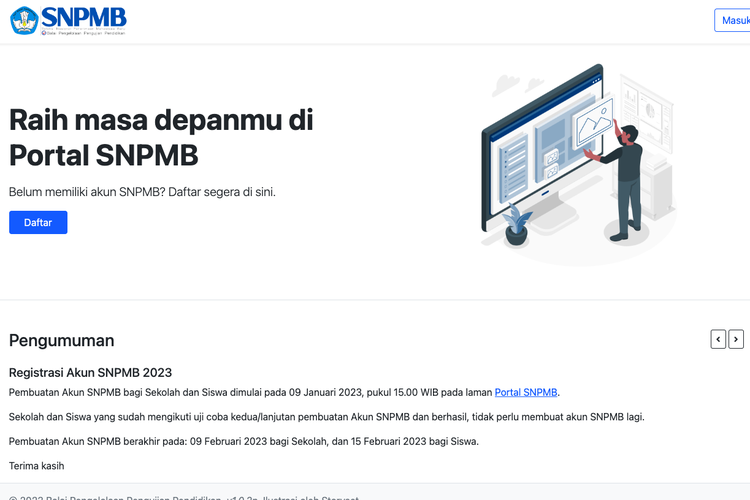 Buka portal-snpmb.bppp.kemdikbud.go.id untuk pendaftaran akun SNPMB 2023 mulai hari ini