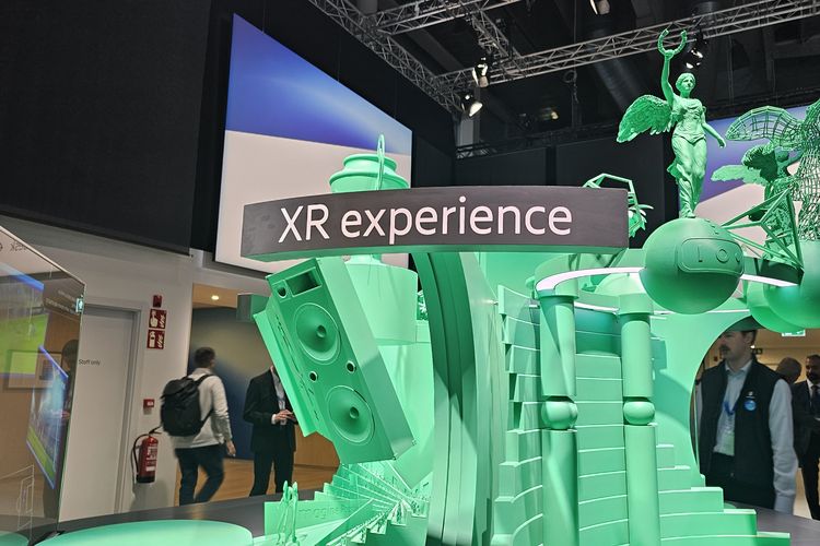 Ilustrasi area demo XR Experience di booth Ericsson di MWC 2024 Barcelona.