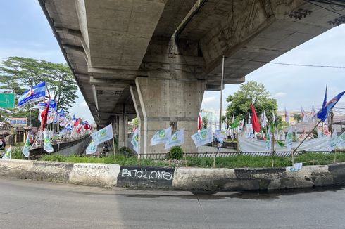 Bendera Parpol Semrawut di Jalan Sholeh Iskandar Bogor