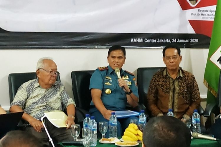 Panglima Komando Armada I TNI AL Laksamana Muda Muhammad Ali dalam diskusi di Kebayoran Baru, Jakarta Selatan, Jumat (24/1/2020). 