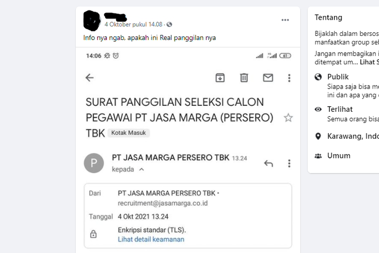 Hoaks Email Berisi Surat Panggilan Seleksi Calon Pegawai Pt Jasa Marga Halaman All Kompas Com