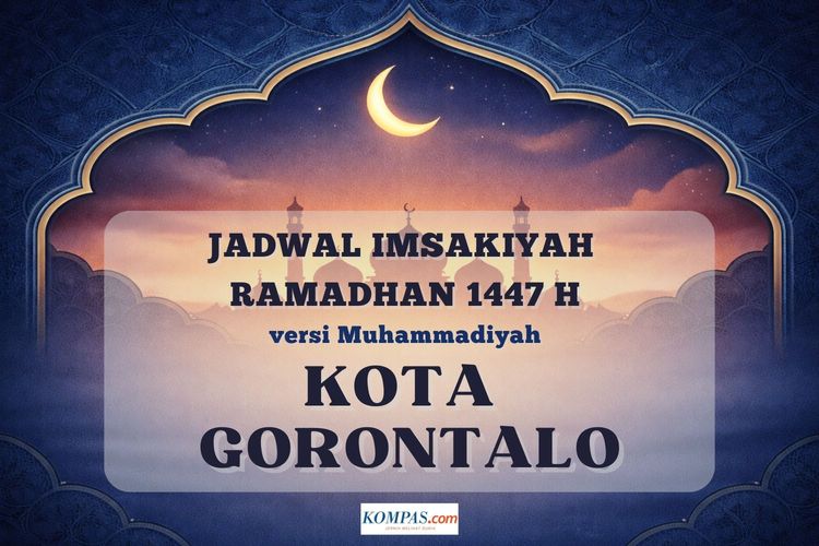 Jadwal imsakiyah untuk Kota Gorontalo selama Ramadhan 2026 versi Muhammadiyah, lengkap dari tanggal 1 - 30 Ramadhan 1447 H.