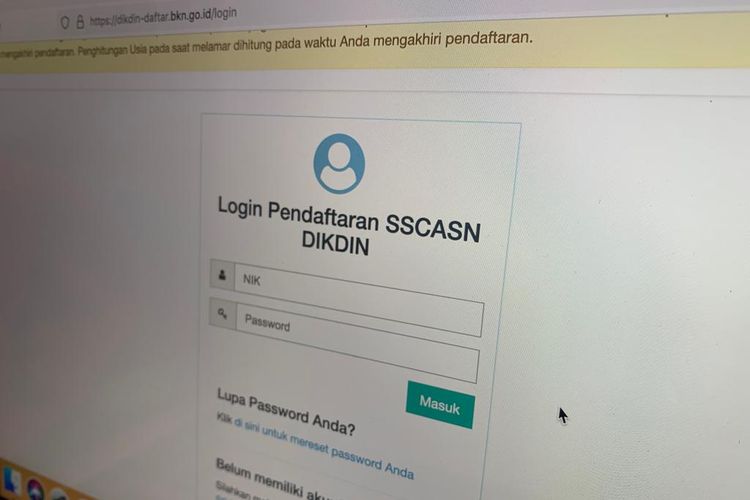 Tampilan halaman website dikdin.bkn.go.id untuk pendaftaran SPMB STIS 2022