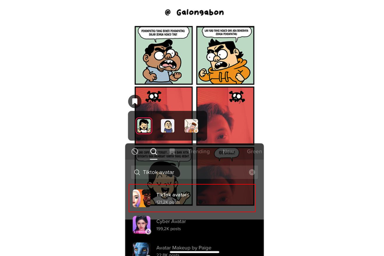 Ilustrasi cara menambah filter Avatar TikTok