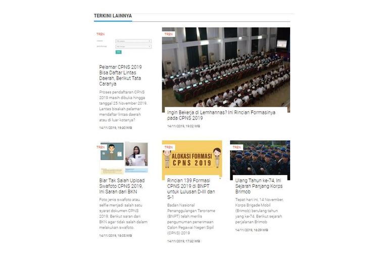 Laman Tren Kompas.com