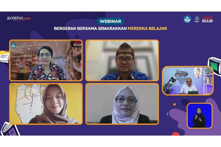 Webinar bertema 'Bergerak Bersama Semarakkan Merdeka Belajar' yang diadakan Kemendikbud Ristek bekerja sama dengan Kompas.com. 