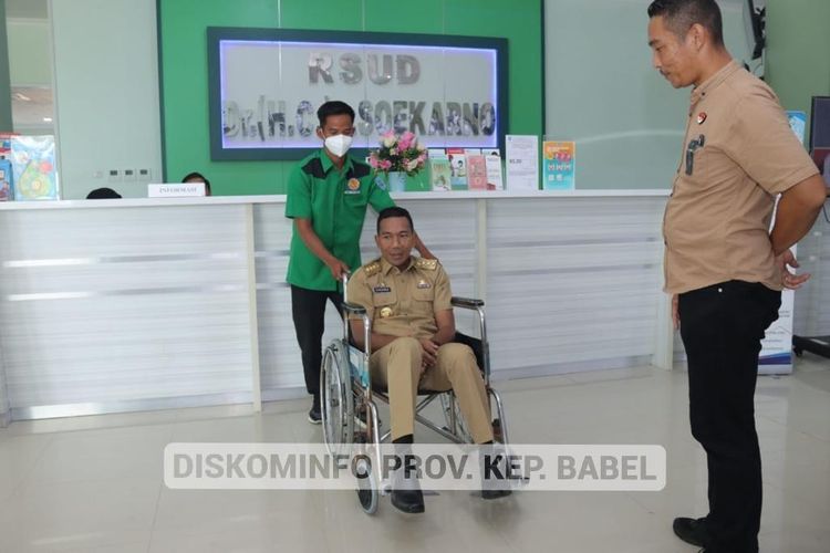 Pj Gubernur Bangka Belitung Suganda Pandapotan saat menjalanj perawatan di.RSUD Soekarno Bangka, Selasa (20/6/2023).