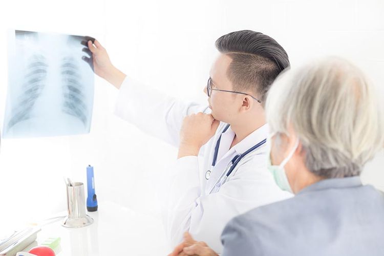 Ilustrasi dokter dengan pasien TBC. 