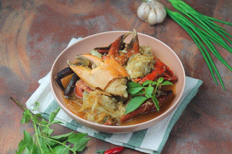 Ilustrasi kepiting masak saus tiram ala restoran chinese food. 