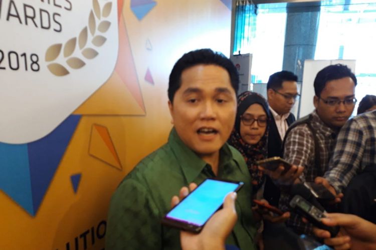 Ketua Tim Kampanye Nasional (TKN) pasangan calon presiden dan wakil presiden nomor urut 1 Erick Thohir di Jakarta, Kamis (31/1/2019).