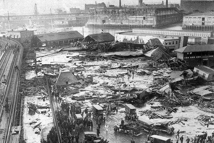 Ilustrasi Banjir besar Molase di Boston tahun 1919.