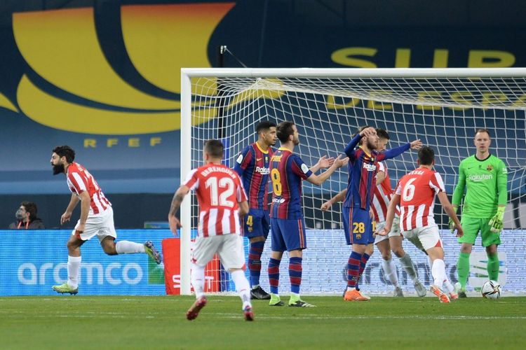 Pertandingan Barcelona vs Athletic Bilbao di final Piala Super Spanyol di Stadion La Cartuja, Senin (18/1/2021) dini hari WIB. 