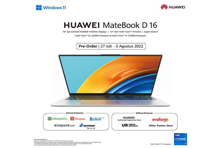Huawei MateBook D16 dan MateBook X Pro sudah bisa dipesan oleh konsumen Indonesia di berbagai saluran penjualan online dan offline. 

