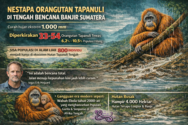 Infografis kondisi Orangutan Tapanuli di Tengah Bencana Bajir Sumatera 