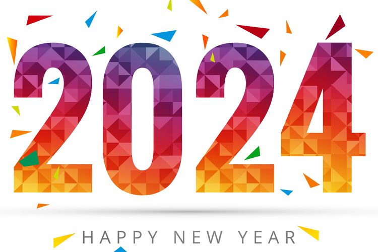 Happy new year 2024 card holiday with white background