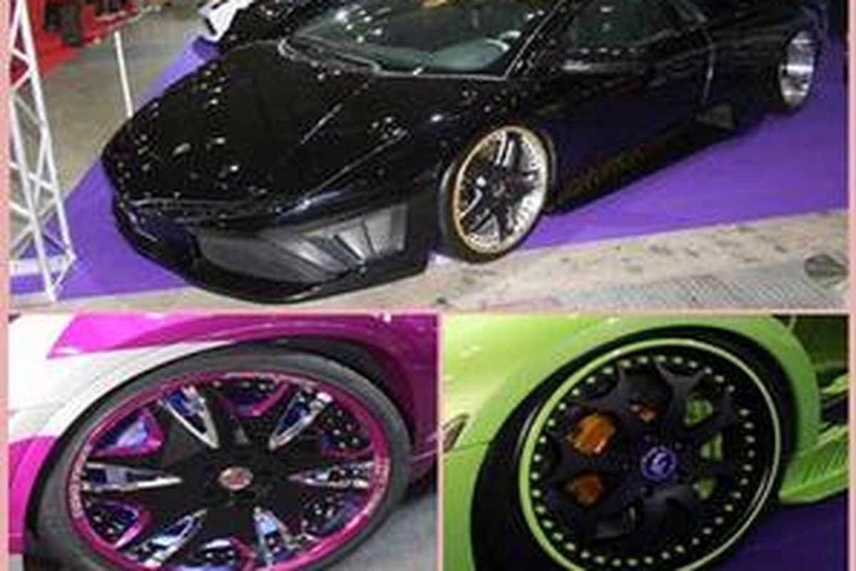 Aksesori menempel di bibir velg seperti dilakukan Forgiatono (atas dan kanan bawah) dan club Linea (kiri bawah) dan 