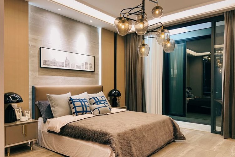 Ilustrasi kamar tidur dengan nuansa coklat