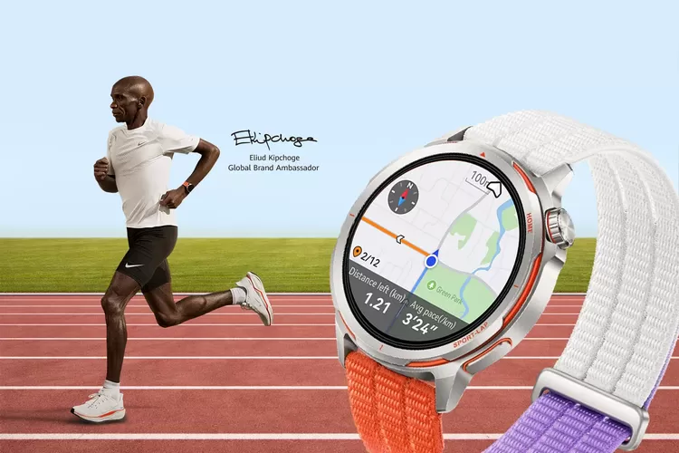 Huawei Watch GT Runner 2 yang berkolaborasi dengan legenda lari Eliud Kipchoge.