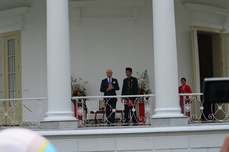 Presoden Jokowi dan Ibu Negara menyambut Raja dan Ratu Swedia di Istana Bogor, Senin (22/5/2017)