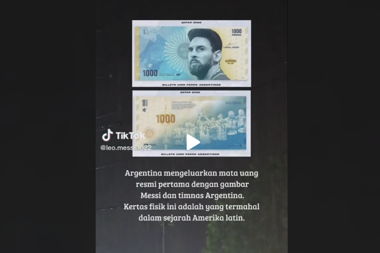Foto Messi dikabarkan menjadi foto mata uang Argentina