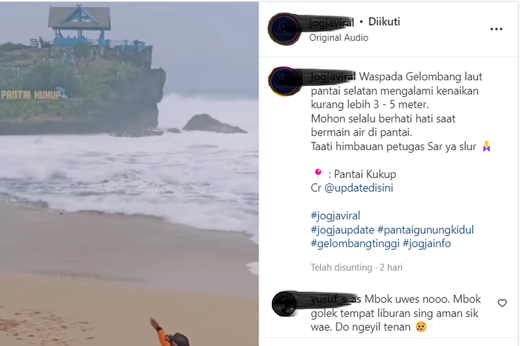 Video viral kenaikan gelombang air laut di Pantai Kukup