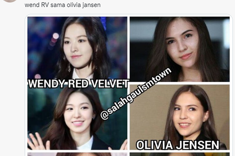 Olivia Jensen mirip Wendy Red Velvet