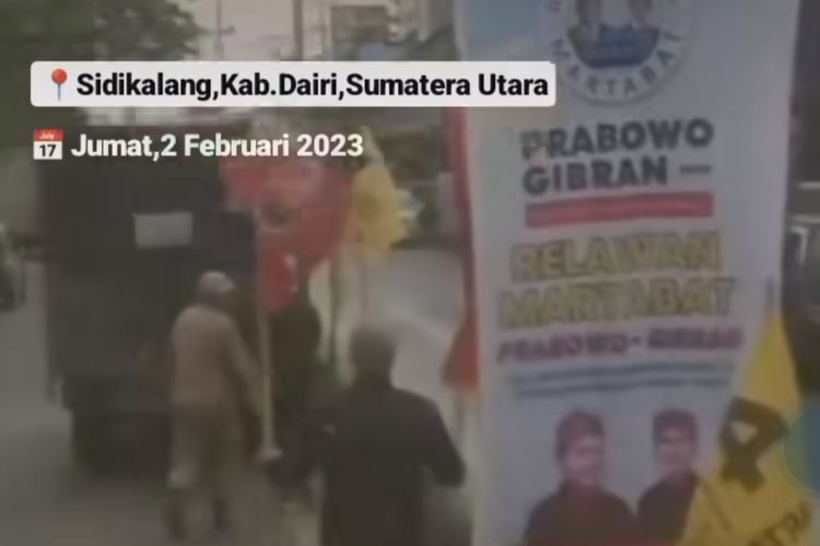 Tangkapan layar video diduga Satpol PP cabut bendera PDIP di Dairi 