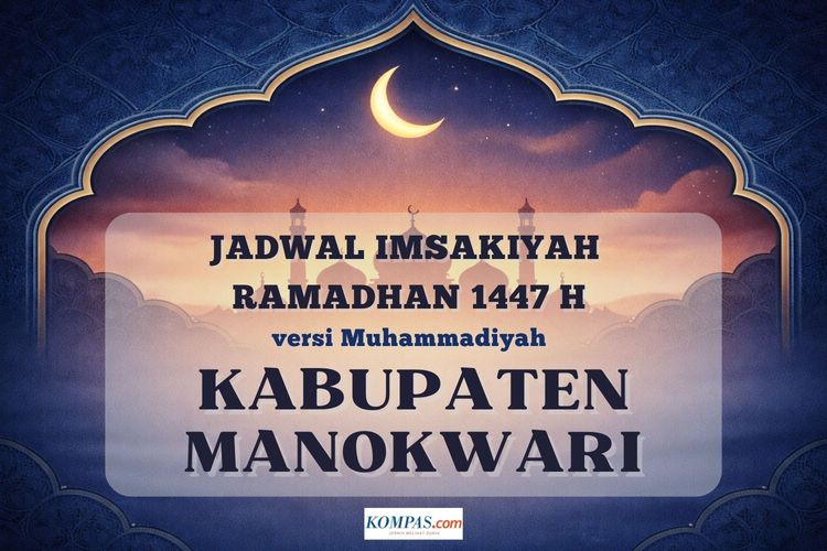 Jadwal imsakiyah untuk Kabupaten Manokwari selama Ramadhan 2026 versi Muhammadiyah, lengkap dari tanggal 1 - 30 Ramadhan 1447 H.