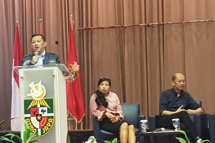 Ardi K Sutedja saat berbicara dalam diskusi publik tentang RUU KKS di Universitas Atmajaya, Kamis (5/9/2019).