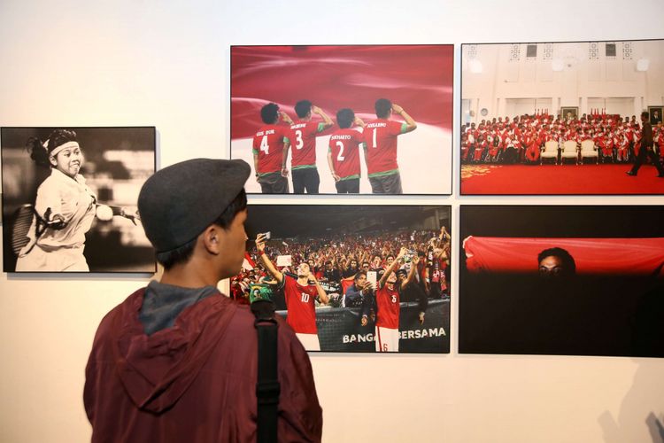 Pameran foto Festival Fotografi Kompas di Bentara Budaya Jakarta, Selasa (31/7/2018). Festival foto yang bertajuk Sportscapes ini dimeriahkan dengan peluncuran buku, diskusi dan workshop fotografi.