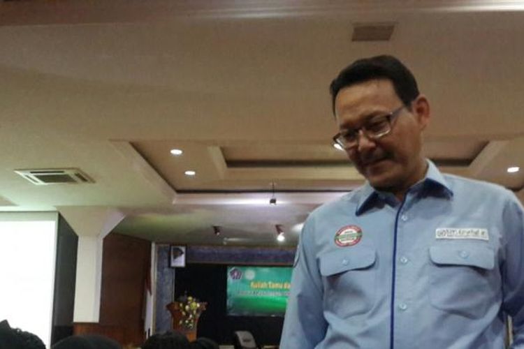 Direktur Utama BPJS Kesehatan Fahmi Idris saat mengisi kuliah tamu di Universitas Muhammadiyah Malang, Jawa Timur, Kamis (20/10/2016)