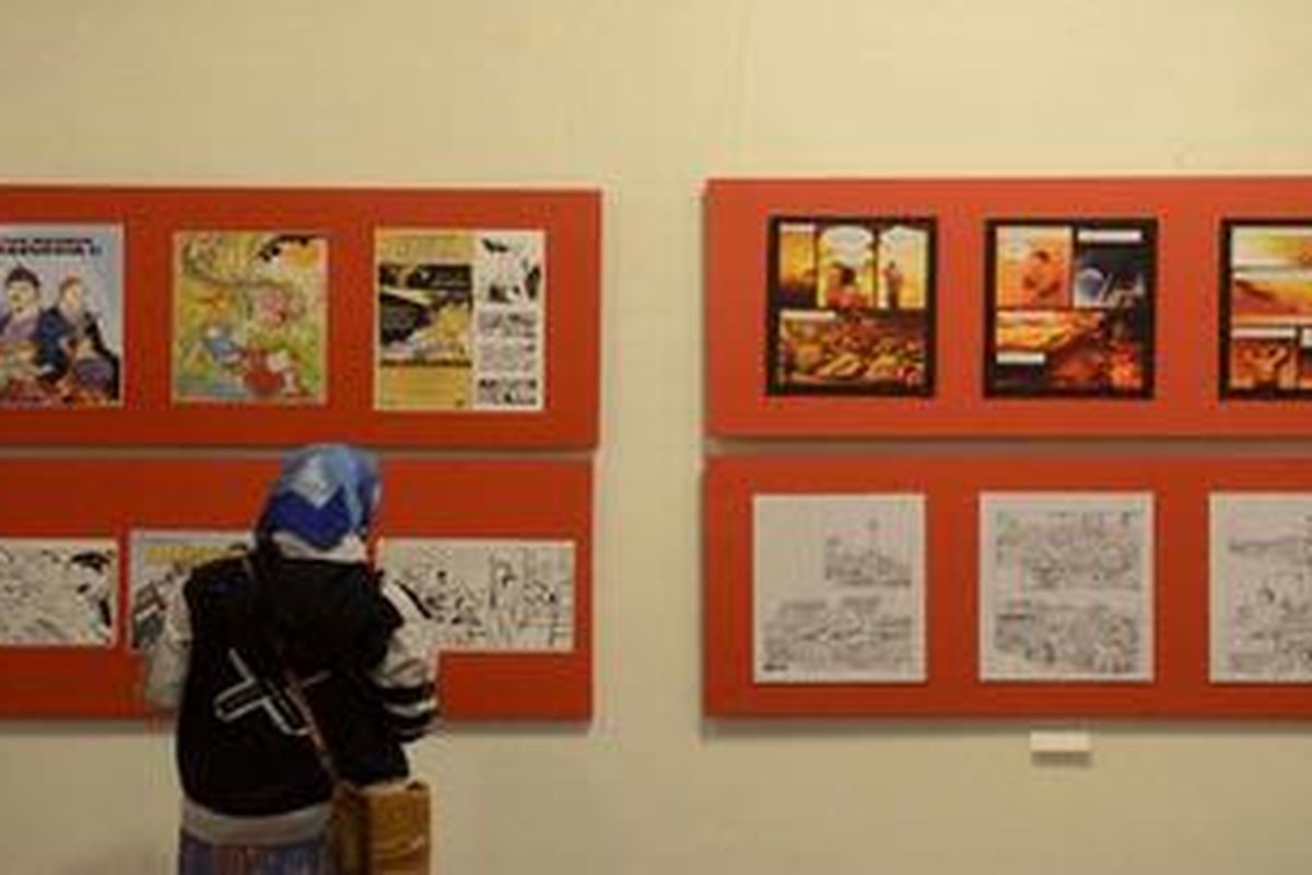 Karya dari sedikitnya seratus komikus Indonesia dipamerkan dalam acara Festival Komik Nasional 2012 di Jogja National Museum, Wirobrajan, Yogyakarta, Jumat (28/12/2012). Kegiatan ini untuk memberikan wawasan kepada masyarakat tentang perkembangan komik Indonesia yang kini telah memasuki era digital dan semakin banyak digunakan di dunia pendidikan.
