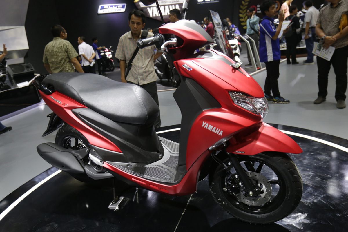 Yamaha FreeGo dipamerkan di acara pameran Indonesia Motorcycle Show (IMOS) 2018 di Jakarta Convention Centre, Jakarta, Kamis (1/11/2018). Pameran sepeda motor terbesar di Indonesia ini menghadirkan motor-motor keluaran baru dari berbagai merek, dan akan berlangsung hingga 4 November 2018.