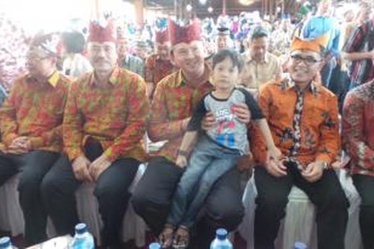Wakil Gubernur DKI Jakarta Basuki Tjahaja Purnama di acara kesenian dan halal bi halal masyarakat Banyuwangi. Minggu (10/8/2014).