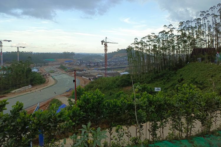 Jalan Sumbu Kebangsaan Sisi Barat Ibu Kota Nusantara (IKN), Sabtu (23/3/2024).