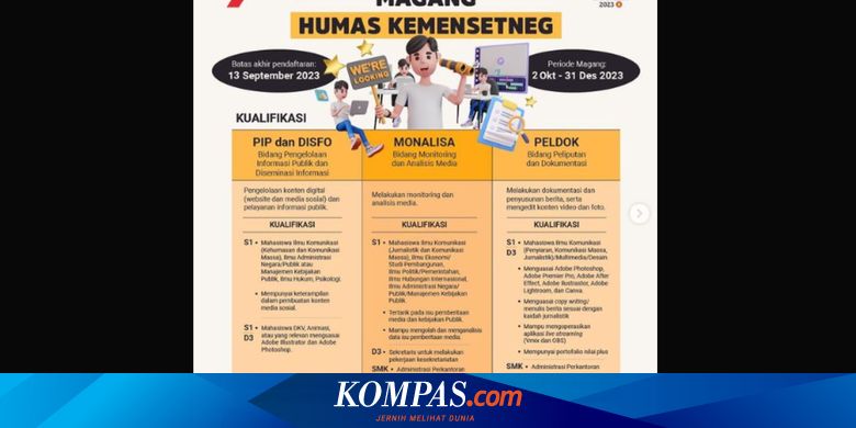 Kemensetneg Buka Magang bagi Mahasiswa S1 dan D3, Ini Link dan Cara Daftarnya