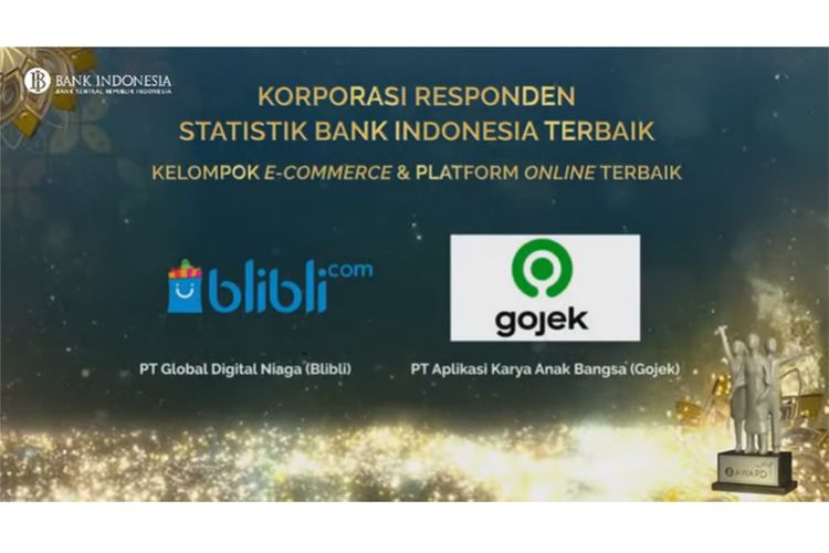 Gojek raih penghargaan Kelompok E-Commerce dan Platform Online Terbaik dalam ajang Bank Indonesia Award 2021. 