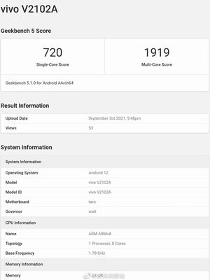 Screenshot bocoran hasil skor Geekbench dari Snapdragon 898