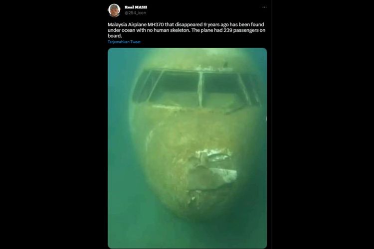 Salah satu akun Twitter mengunggah foto yang ia klaim sebagai bangkai Malaysia Airlines MH370 yang dinyatakan hilang pada 29 Januari 2015 yang lalu. Namun, foto ini dipastikan merupakan berita palsu.