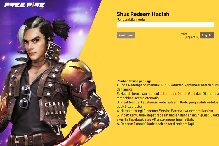 Cara aktivasi kode redeem FF