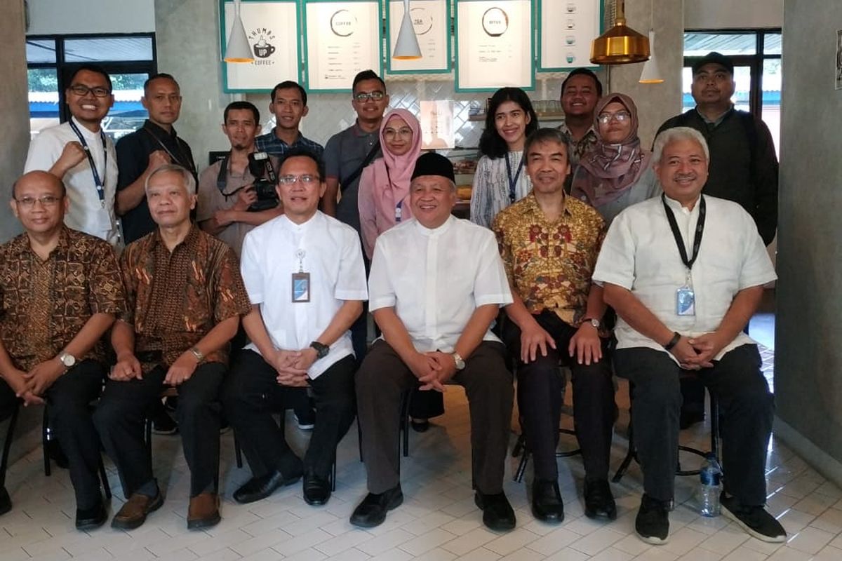 Jajaran pimpinan Universitas Pertamina dalam kesempatan bincang bersama media setelah acara halal-bihalal Universitas Pertamina (18/9/2019).