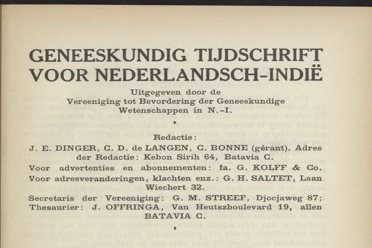 Jurnal Kedokteran Hindia Belanda (Geneeskundig Tijdschrift voor Nederlandsch Indië)