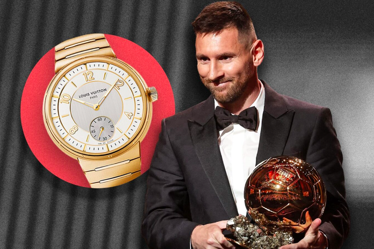 Jam tangan Louis Vuitton Tambour dikenakan Lionel Messi