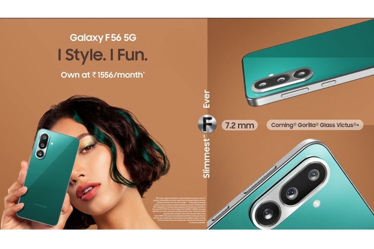 Di India, Samsung Galaxy F56 5G dijual mulai Rp 5 jutaan untuk 8GB/128 GB.