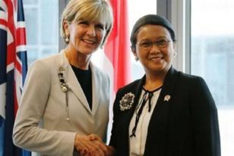 Menlu Julie Bishop dan mitranya Menlu Retno Marsudi. 